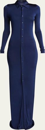Balenciaga Stretch Maxi Button Down Dress