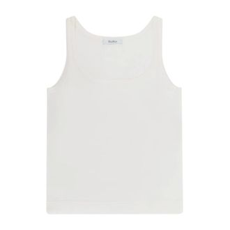 Max Mara Sleeveless Tops, female, White, Size: S Round Neckline Sleeveless Top