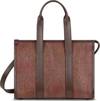 Etro Brown Arnica Top Zip Small Tote