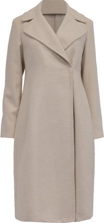 Theory Double-Breasted Coat in Beige Wool