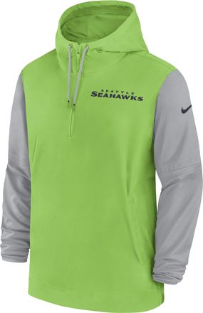 Nike Seattle Seahawks Sideline Pre-Game Player Nike Mens NFL 1/2-Zip Hooded Jacket in Green | 02EZ0BMZ78-50K