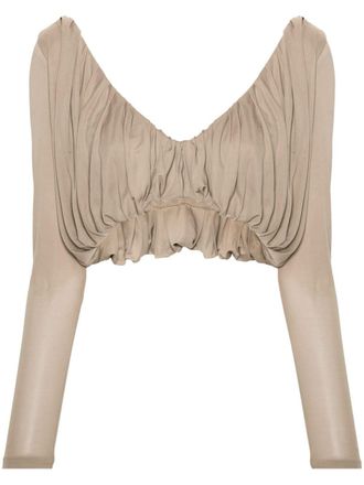 Saint Laurent Cropped blouse - Beige
