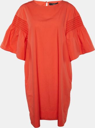 Max Mara Orange Cotton Shirred Sleeve Mini Dress