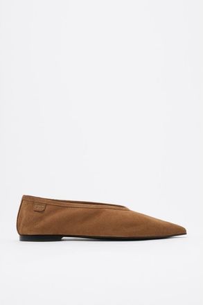 Bimba & Lola Suede Pointed Toe Ballerina in Taupe at Nordstrom, Size 38