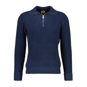 Mos Mosh Porter Soft Quarter-Zip Knit - Heren - Coltruien - Blauw - M - Truien & Vesten