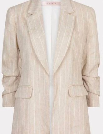 Esqualo Womens Linen Stripe Blazer In Sand