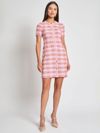 Misook Bold Plaid Tweed Knit Sheath Dress - Modern Fit
