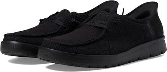 Skechers Venice - Coastal Groove Hands Free Slip-Ins Womens Shoes Black/Black : 5.5 B - Medium, Synthetic/Textile