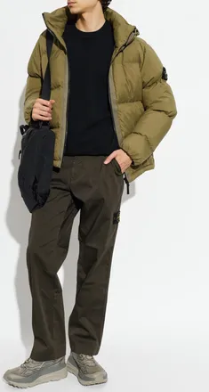 Stone Island Quilted Jacket With Hood, Mens, Green