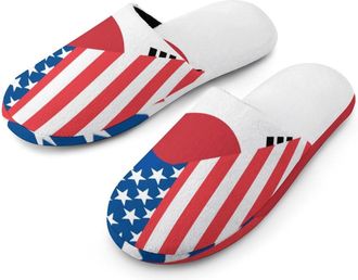 Generic South Korea Flag Mens Slippers Flannel Warm House Shoes with Rubber Anti-Slip Sole Slip On for Home Outdoor