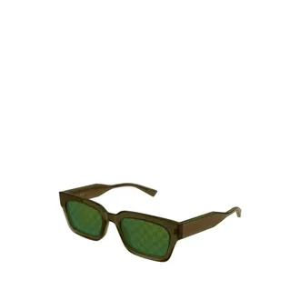 Gucci Sunglasses, male, Green, Size: 53 MM Rectangular Sunglasses
