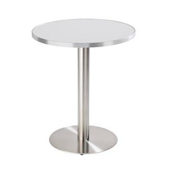Oviala Mesa de comedor redonda 60 cm tapa blanca/plata y pata plata