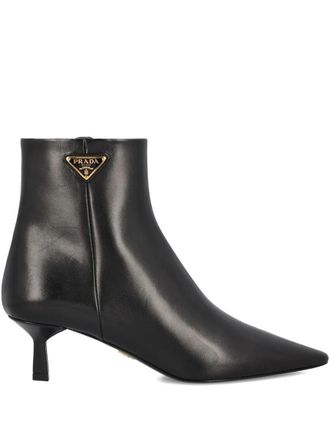 Prada Leather Pointed Ankle Boots Shoes