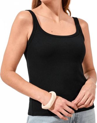 Tribal Blue Thread Fitted Stretch Tank Top In Black