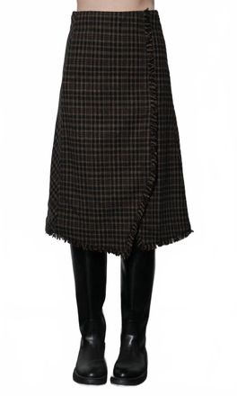 Greylin Brighton Asymmetric Fringe Skirt In Plaid
