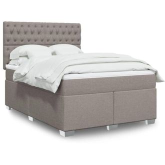 vidaXL Cama Box Spring Con Colch&oacute;n Tela Gris Taupe 140x190 Cm Vidaxl
