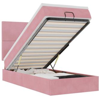 vidaXL Estructura De Cama Otomana Colchones Terciopelo Rosa 90x200cm Vidaxl