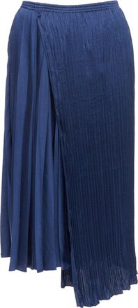 Vince multi plisse elastic waist asymmetric hem midi skirt