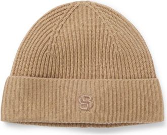 BOSS Wool-cashmere beanie hat with Double B monogram