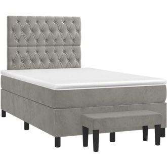 vidaXL Vidaxl - Cama Box Spring Con Colch&oacute;n Terciopelo Gris Claro 120x190 Cm