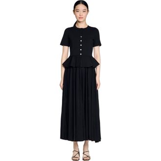 Sandro Peplum knit maxi dress in Black at Nordstrom, Size 38 Eu