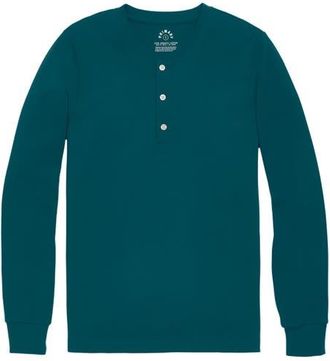 primary Unisex Fit Organic Long Sleeve Henley Pj Top in Forest at Nordstrom, Size Xx-Large