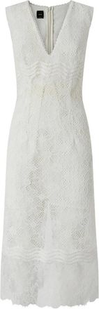 Pinko White Lace Dress With V-Neck