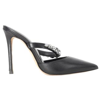 Michael Kors Jessa Embellished Pointed-Toe Mules in Black Leather