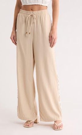 Ellen Tracy Rickrack Stripe Wide Leg Pants in Linen at Nordstrom Rack, Size X-Small