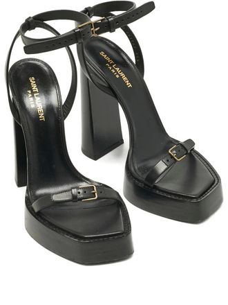 Saint Laurent leather sandals - women - Calf Leather/Calf Leather/Calf Leather - 40.5 - Black