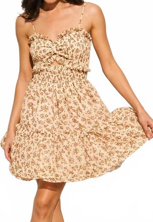 Dress Forum Floral Print Smocked Sweetheart Mini Dress In Multi