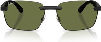 Ray-Ban 62mm Polarized Irregular Sunglasses in Sand Black /Polar Green at Nordstrom
