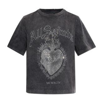 AllSaints T-Shirts, female, Gray, Size: XS Sabbath Lisa Boxy Graphic T-Shirt
