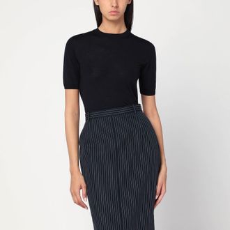 Max Mara Blue crew neck sweater in wool