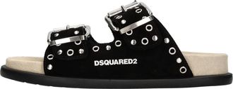 Dsquared2 Suede en Studded Muiltjes - Dames - Sandalen - Zwart - 37 EU - Leer - Schoenen