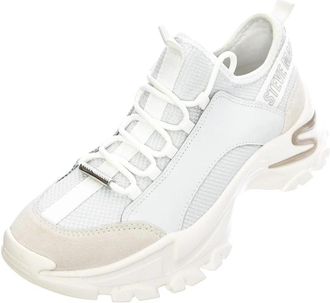 Steve Madden Low-Profile Vetersneaker - Dames - Sneakers - Wit - 37 EU - Leer - Schoenen