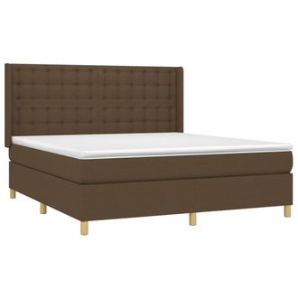 vidaXL Vidaxl - Cama Box Spring Colch&oacute;n Luces Led Tela Marr&oacute;n Oscuro 180x200cm