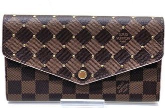 Louis Vuitton Brown Pink Leather Pvc Long Wallet (Bi-Fold) (Pre-Owned)