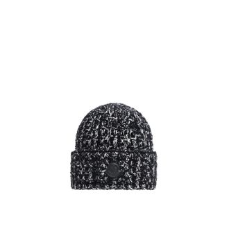 Moncler Moncler Wool & Cotton Blend Beanie, Women, Black, Size: One Size