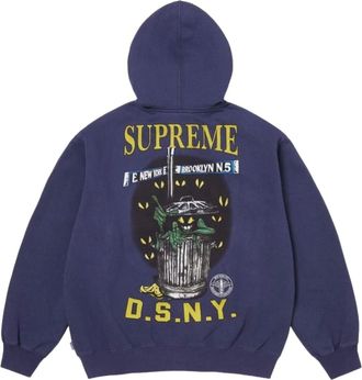 SUPREME x DSNY SS26 Zip Up Hooded Sweatshirt Washed Navy SUP-SS26-053-WSHNVY