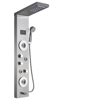 OEM Panel De Ducha Led, N&iacute;quel Cepillado, Indicador De Temperatura Del Agua, N&iacute;quel Cepillado 8006