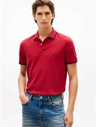 Tommy Hilfiger Mens Regular Fit Pique Tipped Polo - Red - XXL