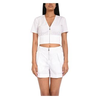 Patrizia Pepe Patrizia Pepe, Blouses, female, White, Size: XS Zip-fastening Cropped Top