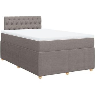 vidaXL Cama Box Spring Con Colch&oacute;n Tela Gris Taupe 120x200 Cm Vidaxl