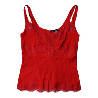 Dolce & Gabbana Sleeveless Tops, female, Red, Size: XL Lingerie Top