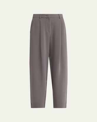 Giorgio Armani Washed Silk Pleated Trousers