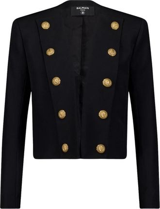 Balmain Zwarte wollen jas met gouden knopen - Dames - Zomerjassen - Zwart - S - Wol - Jassen
