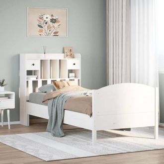 vidaXL Cama Con Estanter&iacute;a Sin Colch&oacute;n Madera Maciza Blanca 75x190 Cm Vidaxl