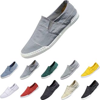 Generic Mens Low-Top Canvas Shoes Breathable Loafer Flat Slip On Slippers Trainers Hands-Free Comfortable Walking Shoes Outdoor Casual Hiking Shoes Soft Comfo