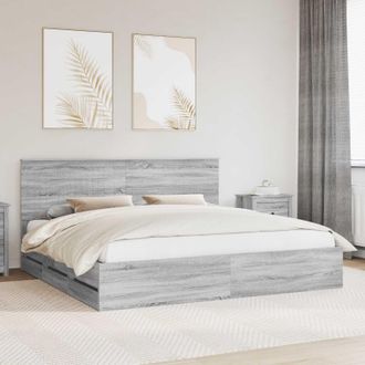 vidaXL Estructura De Cama Gris Sonoma 200 X 200 Cm Madera Ingenieril Vidaxl